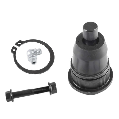 ASTARPRO front suspension kit components: black ball joint housing with threaded stud, silver grease elbow, circular retention ring, and bolt with nut