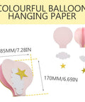 Colorful Hot Air Balloon Paper Garland Set 5 Pieces For Room Party Decor With Clouds And Stars Easy To Hang Festive Wedding Birthday Shower Fun Backdrop Perfect For Baby Showers And More features dimensional sizes and components