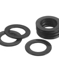 75 Pieces M8 Flat Washers 304 Stainless Steel Black Finish Inner Diameter 8mm Outer Diameter 14mm Thickness 1mm Round Metal Washers stacked and scattered