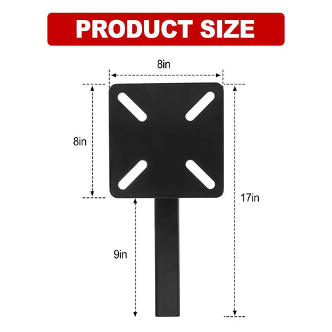 Heavy Duty Workbench Mount Vise Holder And Bench Grinder Stand, black steel size 8in x 8in with 9in post, for workshop tools.