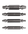 Premium 4 Piece Screw Extractor Kit For House Construction Projects Removes Stripped Bolts And Screws With Ease Using Any Electric Drill Quick Out Bolt Tool Set, four steel bits