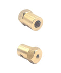 Image of Ten Pack 3.17mm Brass Hex Shaft Coupling Flexible Motor Coupler No Fuss For DC Motors Robots Model Cars And DIY Builds Easy Fit Shaft Link For Smooth Power Transfer, showing two couplers.