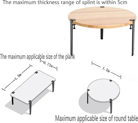 Adjustable Metal Table Legs With Signature F Shape Profile And Self Leveling Base Heavy Duty Powder Coated Steel Construction No Drill Assembly on round and rectangular tables.