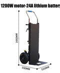 Heavy Duty Electric Stair Climber Cart With Removable Battery For Easy Single Person Lifting Of Patients Or Heavy Gear Inside Tight High Rise Buildings Without Breaking A Sweat And Making Moves Like A Pro, side view showing dimensions.