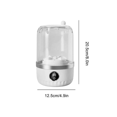 Compact Portable Washing Machine For Travelers And Students Slick Laundry Appliance, measuring 20.5cm tall, lightweight design.