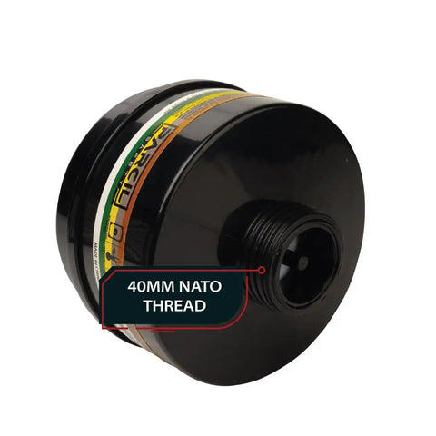 40mm Replacement Filter Canister With Activated Carbon For Respirators, Fights Organic Vapors, Acidic Gases, 40mm NATO Thread