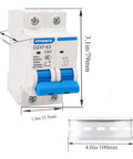 Front view of 32A 400V Miniature Circuit Breaker Two Pole Go-To AC Disconnect Switch C32 Din Rail Mount DZ47-63 Style Protective Breaker