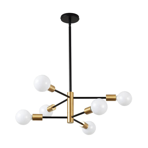 Dope Modern Sputnik 6 Light Chandelier With Adjustable Height In Black And Gold Finish Perfect For Kitchen Island Bedroom Or Foyer Dimmable
