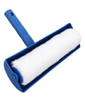 Heavy Duty 10 Inch Paint Roller With Integrated Spatter Shield For Ceilings And Walls Easy Roll Zero Drip No Mess straight up, blue handle and roller.
