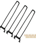 Built Different 16.5 Inch Folding Hairpin Table Legs Set Of 3 Solid Steel Frame with screws, sleek black finish.