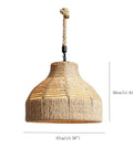 Coastal Rope Rattan Handwoven Pendant Lamp In Natural Finish, Boho Chic Suspension Light for living room, dimensions 37x30cm