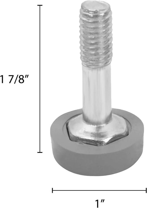 Rock Solid Set Of Four 1 Inch Leveling Feet With Polyethylene Foot Pads For Wire Shelf Systems To Stabilize Shelves On Uneven Floors And Prevent Wobble And Tipping Protect Floor Surfaces Easy Threaded Bolt Install Durable Gray Foot Pads.
