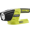 18V LED Flashlight With 130 Lumen Output, Battery Not Included, lime green and black design, side angle view