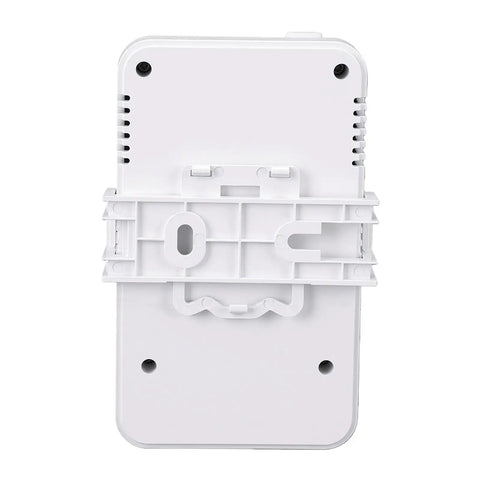 Back view of WiFi Home Energy Monitor Three Channel Power Tracker Real Time Usage Up To 100A Per Channel With 16A Relay LCD Overheat Alarm And App Control Via Tuya Smart Life For Smart Home Appliances, white plastic
