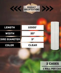 Product specifications for Two Pack Go To Vented Stretch Wrap Roll, 20 X 10000 Feet Clear Pallet Netting, Heavy Duty Industrial Plastic Film.