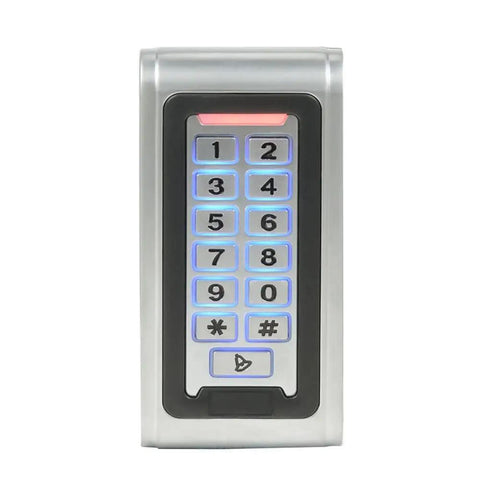 Front view of Waterproof Metal RFID PIN Code Door Security Access Control System Kit with numeric keypad, Wiegand 26 Ready To Roll