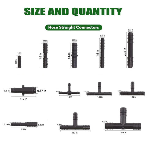 BELOMI nylon vacuum hose barb connectors assortment kit, 113 pieces in 12 sizes, includes straight, tee and reducer fittings