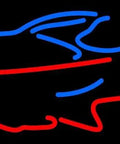 Blue Red Fish LED Neon Sign with Dimmer, 13 Inch Tall by 32 Inch Wide Black Square Cut Acrylic Backing