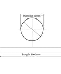 Diagram of 12mm By 1000mm Linear Motion Rod Chrome Shaft For 3D Printer CNC DIY Projects With Case Hardened Carbon Steel HRC55-62