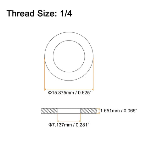 Diagram showing dimensions of 1/4 inch flat washers, showcasing 100 Piece Set Of 1/4 Inch Flat Washers Crafted From Top Shelf 316 Stainless Steel For Nailing Down Bolts And Screws With A Solid Marine Grade Feel Perfect For Daily Grind Tasks And Outdoor Builds.