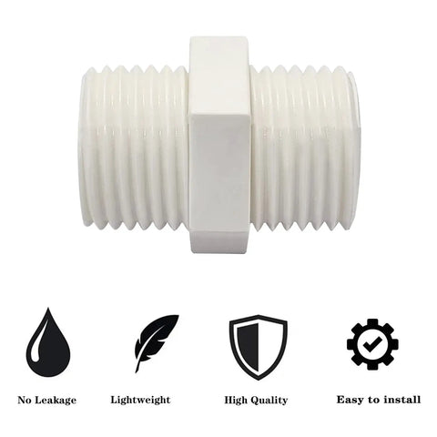 Front view of G3/4 Inch PVC Pipe Fitting Hex Nipple Adapter Male To Male 3/4 G Thread Connector, corrosion resistant, easy install