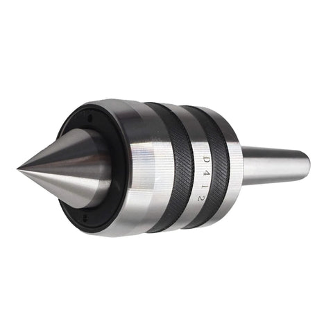 MT2 Morse-taper live center for CNC lathe; medium-duty, triple-bearing with knurled body
