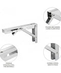 Wall Mount Drop Leaf Table Bracket Stainless Steel Folding Shelf Support with folding mechanism and reinforced design