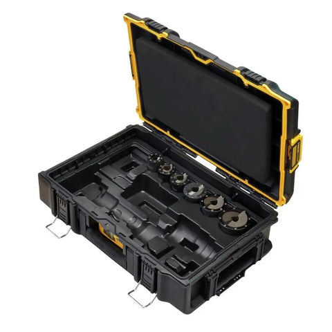 DeWalt One Half Inch To Two Inch Knockout Set For Electrical Boxes With Durable Punches and Quick Change Bushings in case