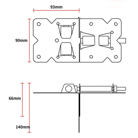 Two Pack Self Closing Gate Hinges For Wooden Fences Built To Last Heavy Duty Stainless Steel Gate Closer Hinges With Screws Durable Fence Hardware For Smooth Automatic Closing And Secure Outdoor Gate Performance. 93x90mm hinge diagram