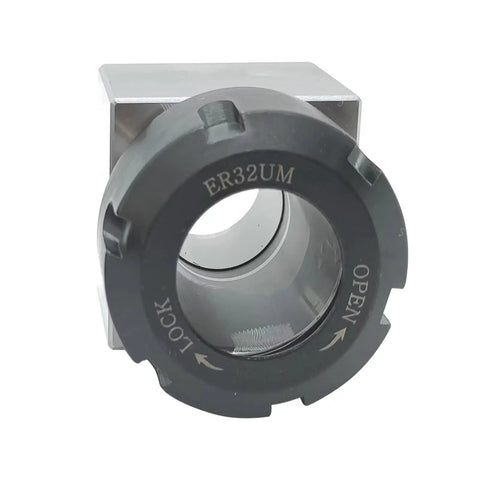 Front view of ER32 Square Collet Block And Holder For CNC Lathe And Engraving, 0.005 mm Precision Carbon Steel Workholding tool.