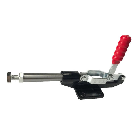 Heavy Duty Toggle Clamp 680Kg Quick Release Push Pull Clamp for woodworking jigs and fixtures, red handle, side view