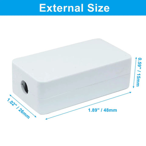 Five Pack Small ABS Plastic Junction Box For Electrical Projects White Durable Project Case 1.89 By 1.02 By 0.59 Inches Ideal Enclosure