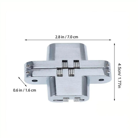 Concealed Cross Hinges Two Pack Stainless Steel For Folding Doors And Wooden Cabinets Hidden Design Heavy Duty Mount DIY Ready