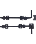 2-Pack 12-Inch Black Steel Gate Drop Rods for Single Double Gates shown from above with mounting hardware included.