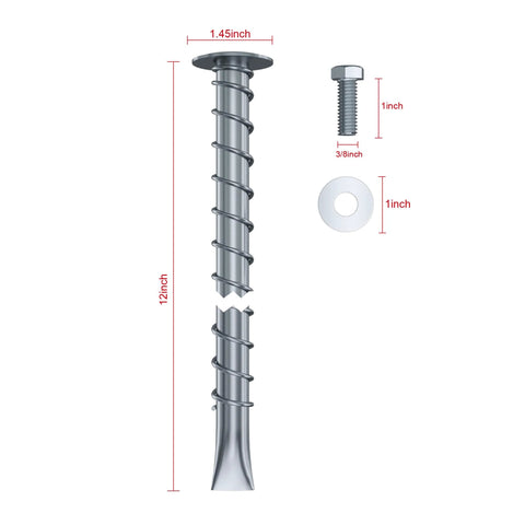 SP12-38 Zinc Plated Steel Asphalt Anchors With 2000 Lb Pull Rating Includes 1 Inch Hex Bolt And Washer For Securing Sheds Carports Bike Racks And Other Outdoor Structures On Asphalt 6 Pack