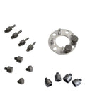 Camshaft pulley holder tool set for VW T10172/T10554; gray metal with circular mounting plate and adapters.