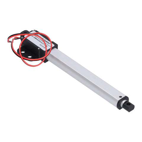 12V Micro Linear Actuator With 100mm Stroke, 8mm Per Second Travel, 70N Force, low noise operation, shown with wiring and compact build