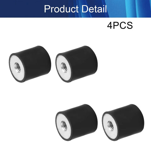 Set Of Four M6 Rubber Vibration Isolators 25x25mm Mounts With M6 Thread For Quiet Operation On Mini Split Systems Water Pumps Diesel Engines Harvesters And Generators Heavy Duty Anti Vibration Absorbers, 4PCS