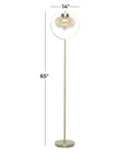 Gold Metal Floor Lamp With Hanging Glass Shade For Living Room, Tall 65 Inch Standing Lamp, sleek modern design