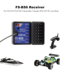 Six Channel RC Transmitter With FS-BS6 Receiver For Cars And Boats, Flysky Ready; shown with model car and boat