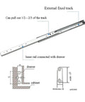 Detailed diagram of Side Mount Drawer Slides With Ball Bearing Tracks For Smooth Glide Built Tough Heavy Duty Metal Drawer Runners For Home Cabinets Soft Close Double Rail Design 2 Pack 8 Inch 200mm, showing external fixed track and measurements.