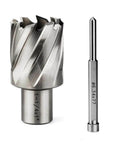OSCARBIDE annular cutter with Weldon shank (3/4 in); 1-1/4 in cutting diameter, 1 in depth of cut, plus pilot-pin mag drill bit