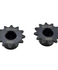 Two Pack Type B Roller Chain Sprockets For ANSI 25 Chain, Twelve Teeth, Ten Millimeter Bore, One Quarter Inch Pitch, Hardened 1045 Steel