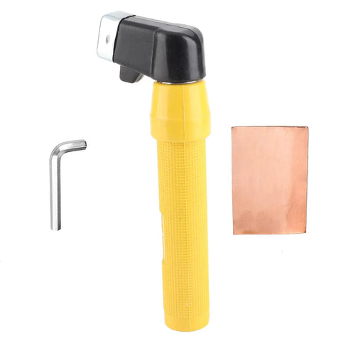Heavy Duty Welding Electrode Clamp 400A Universal Fit With Ergonomic Handle For Easy Grip And Less Fatigue While Working Yellow Color Tool with copper plate and hex key