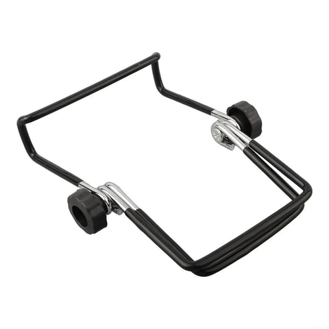 Two Pack Foldable Solar Panel Mounting Brackets With Adjustable Stands, black metal frame, angled view