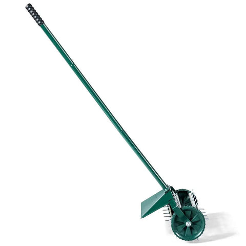 Rolling Lawn Aerator 18 Inch Garden Yard Rotary Push Tine Heavy Duty Spike Soil Aeration Manual Lawn Aeration Tool With 41 Inch Handle