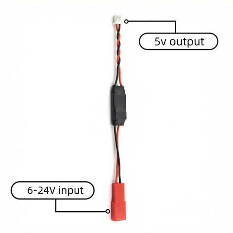 Ultra Compact Buck Converter Module 6 to 24V In 5V Out 1.5A Max For Easy Step Down Power Regulation black component with red and black wires.