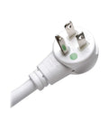Close-up of plug on Medical Grade Power Strip Go-To For Patient Care Vicinity With 6 Hospital-Grade Outlets, 120V, 15 Ft Right-Angle Cord, UL 1363A White, Ideal For IV Poles, Crash Carts, And Mobile Workstations In ORs