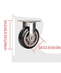 Heavy Duty 304 Stainless Steel Caster Wheels With Reinforced Mounting Plates And Double Shielded Ball Bearings, 14.2cm size, black wheel.
