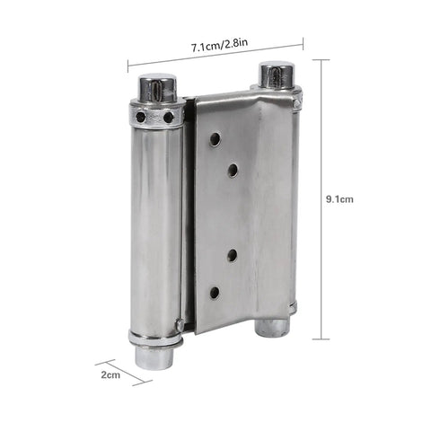 2 Pack Slick Double Action Spring Hinges For Self Closing Cafe Doors Built From Tough Stainless Steel with adjustable tension.